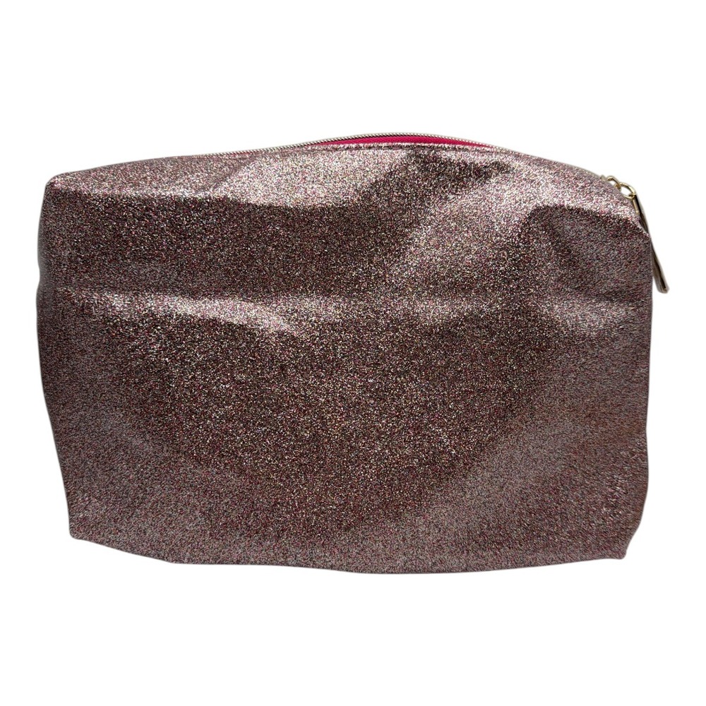 Lancome Paris Travel Make Up Toiletry Makeup Bag Glitter Color Red Interior NEW